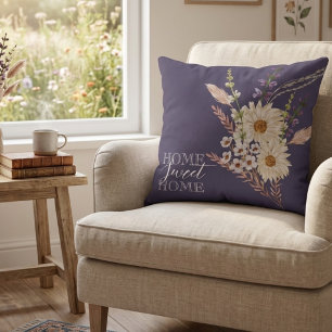 Schöne lila Blumen Zuhause süß  Kissen