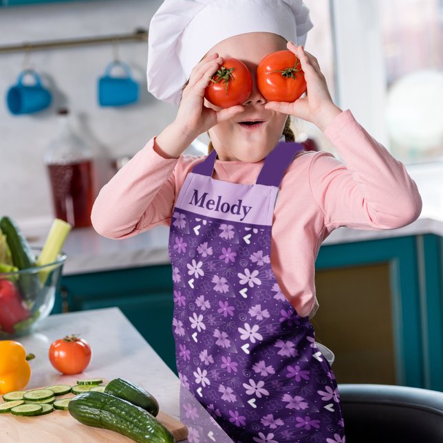 Schöne Lila blumige Daisy Blume Custom Kids Schürze (Von Creator hochgeladen)