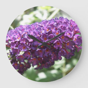 Schöne lila Buddleia-Blumen-Wand-Uhr Große Wanduhr