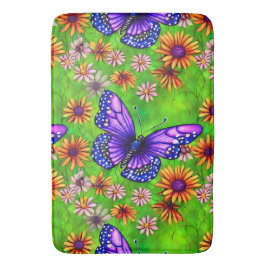 Schöne Lila Butterfly Blume Wiese Badematte