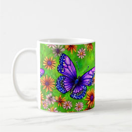 Schöne Lila Butterfly Blume Wiese Kaffeetasse