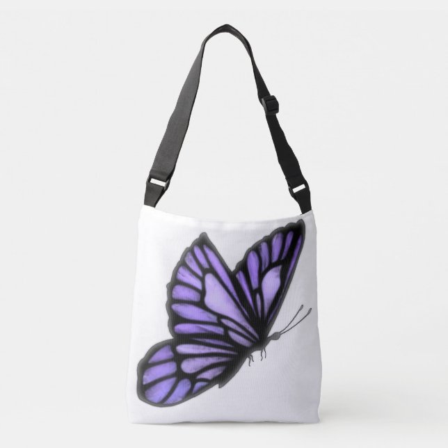Schöne Lila Butterfly Cross Tote Tasche (Vorderseite)