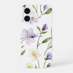 Schöne lila gelbe Blumen iPhone 16 Hülle