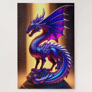 Schöne Lila Glass Dragon Statue Puzzle