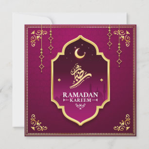 Schöne Lila Gold Crescent Ramadan Mubarak Feiertagskarte