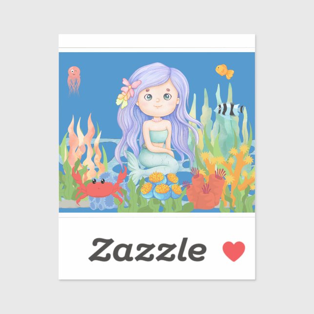 Schöne LILA Haarbietung im Meer Aufkleber (Blatt)