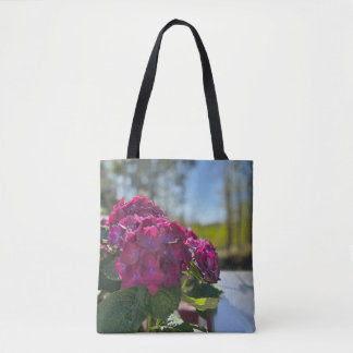 Schöne lila Hydrangea Blüte Tasche