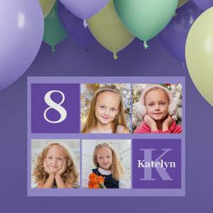 Schöne lila individuelle Kinder-Foto-Geburtstagsfe Poster