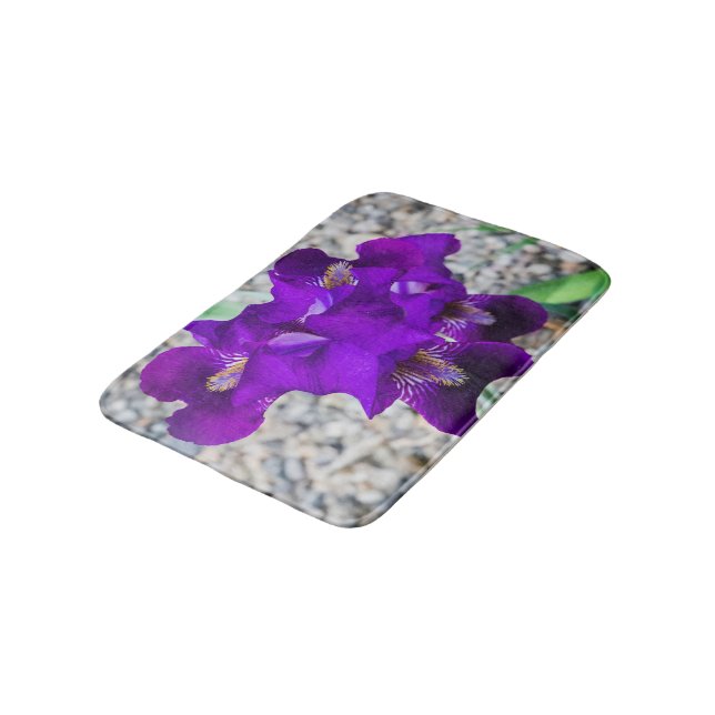 Schöne lila Iris Badematte (Schrägansicht)
