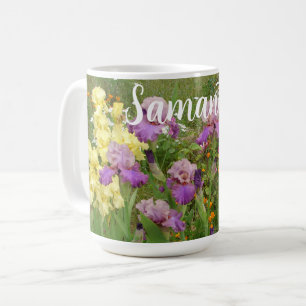 Schöne Lila Iris Blume Blumengarten Frauen Kaffeetasse