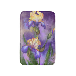 Schöne Lila Iris Blume Malerei Badematte