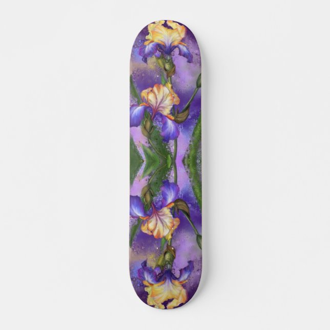 Schöne Lila Iris Blume Skateboard (Vorne)