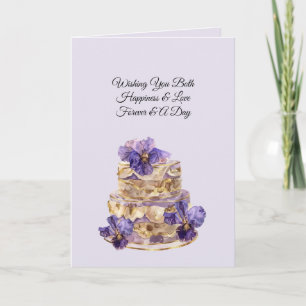 Schöne lila Iris Champagner Creme Blumenhochzeit Karte