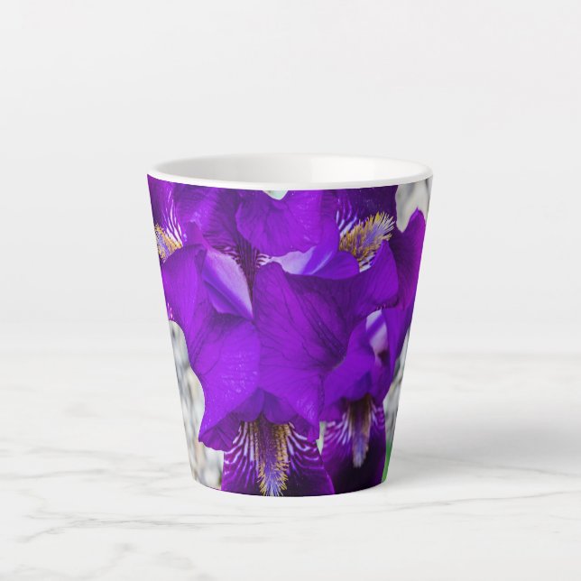 Schöne lila Iris Milchtasse (Vorderseite)