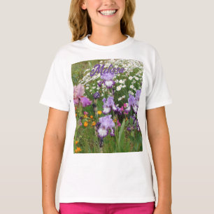 Schöne lila Iris Schwertlilien-Blume Blumen Garten T-Shirt