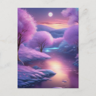 Schöne Lila Kulisse für eine Winternacht Postkarte