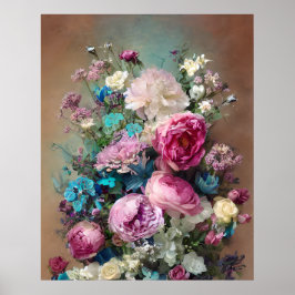 Schöne Lila lila, weiße rosa Blume Poster