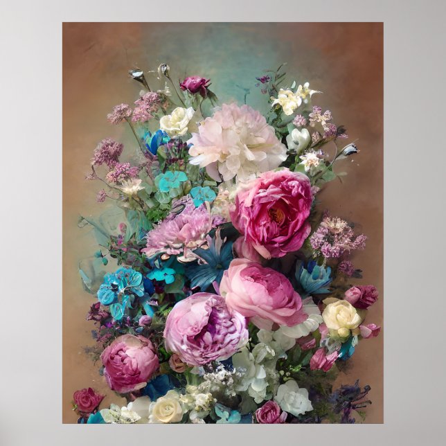 Schöne Lila lila, weiße rosa Blume Poster (Vorne)