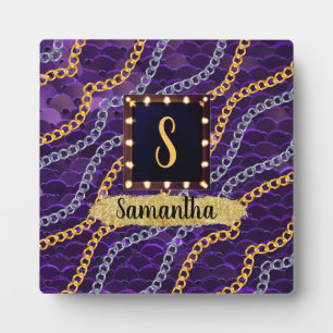 Schöne Lila Monogram Elegante Chic Fotoplatte