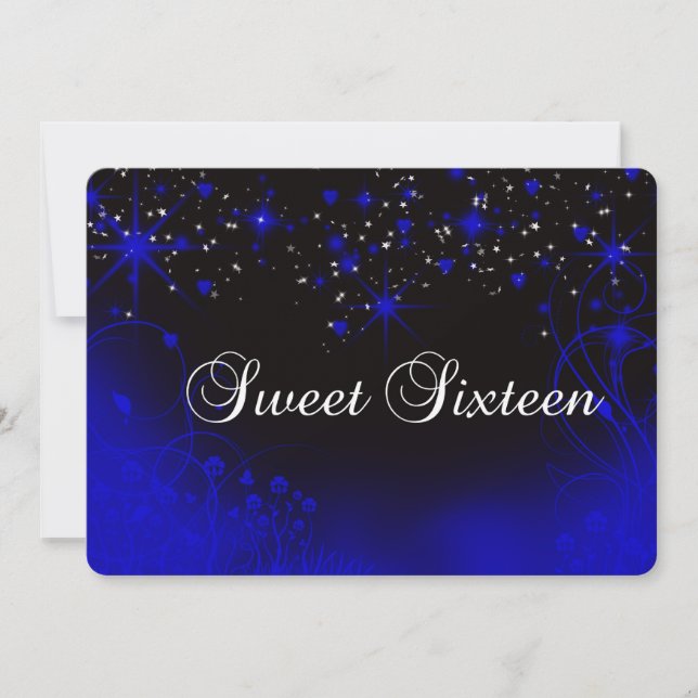Schöne Lila Neon, Sterne, Sweet 16 Einladung (Vorderseite)