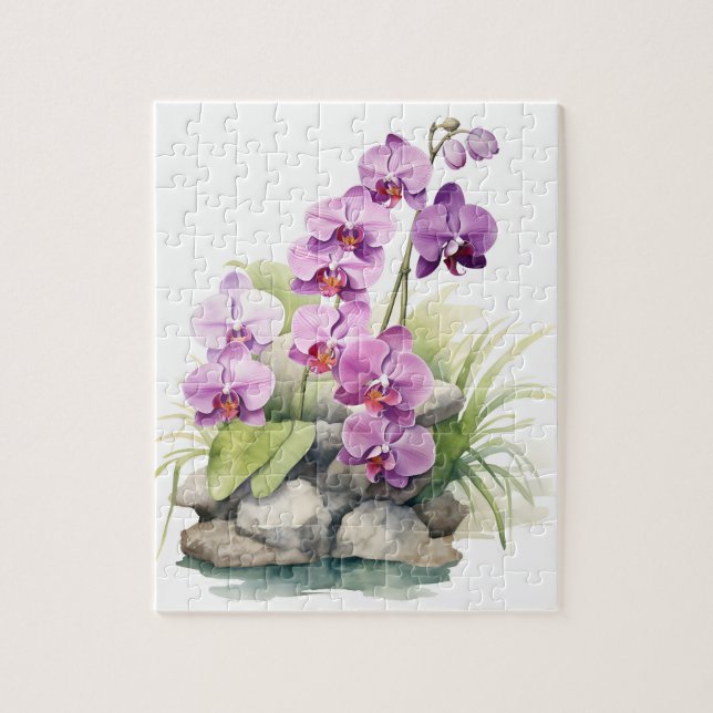 Schöne Lila Orchideen Puzzle (Vertikal)