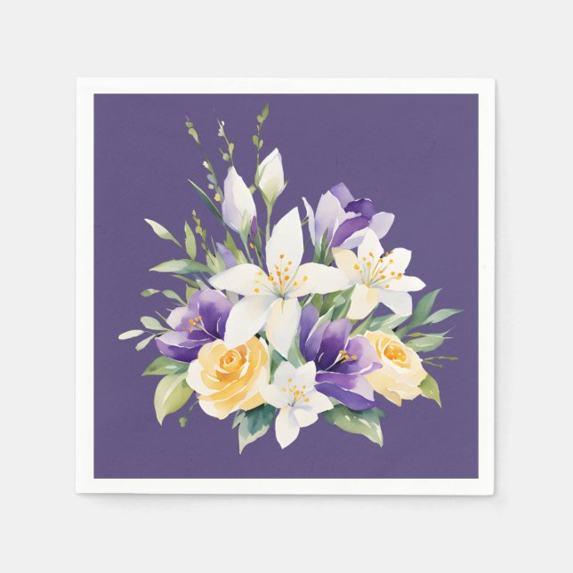 Schöne Lila Osterblüten Serviette (Vorderseite)