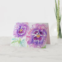 Schöne Lila Pansy Blume Watercolor Karte