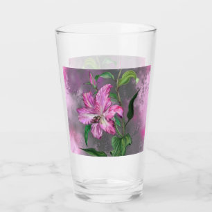 Schöne Lila Pink Lily Blume Glasmalerei Glas