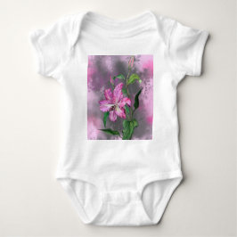 Schöne Lila Pink Lily Blume Migned Malerei Baby Strampler