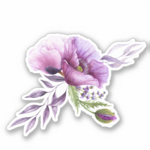 Schöne Lila Poppies Aufkleber