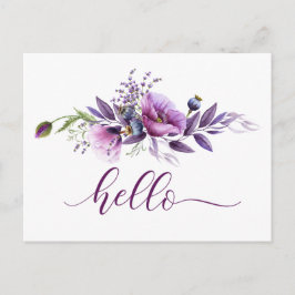 Schöne Lila Poppies "Hello" Postkarte