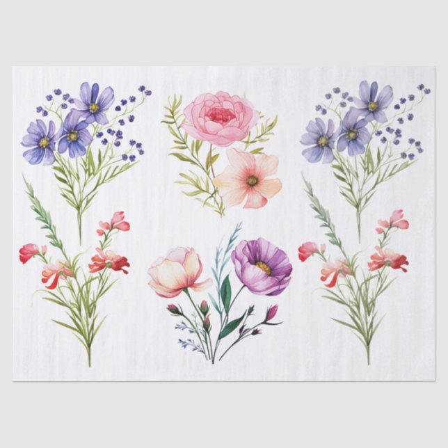 Schöne Lila Rosa-Blume Decoupage Seidenpapier (Vorderseite)