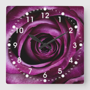 Schöne Lila Rose Blume Petals Girls Quadratische Wanduhr