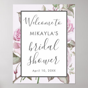 Schöne Lila Rose Brautparty Begrüßungszeichen Poster
