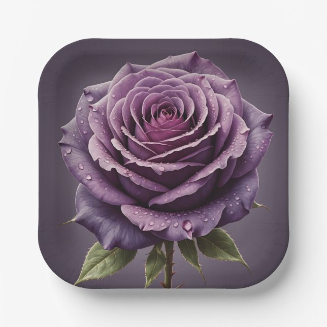 Schöne lila Rose Pappteller (Vorderseite)