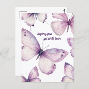 Schöne Lila Schmetterlinge werden bald gut. Postkarte