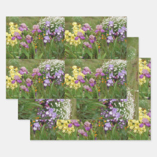 Schöne lila Schwertlilie Blumen florale Irissen im Geschenkpapier Set