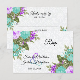 Schöne Lila und Aquamarine Blume - UAWG RSVP Karte