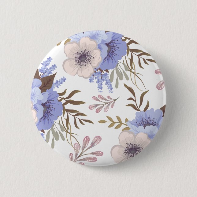 Schöne Lila und blaue Blume Button (Vorderseite)
