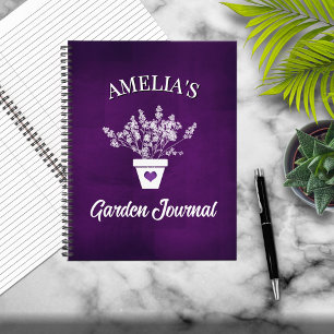 Schöne lila und florale personalisierte Tasche Notizbuch
