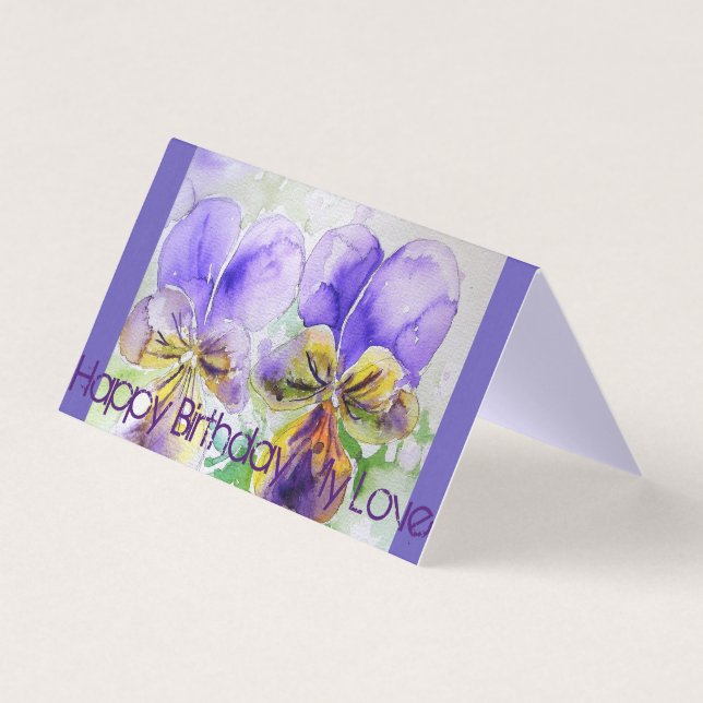 Schöne Lila Viola Malerei Liebe Geburtstagskarte (Vorderseite)