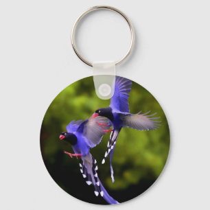Schöne Lila Vögel in der Flight Key Chain Schlüsselanhänger