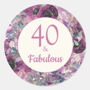 Schöne lila Wasserfarbe-Floral 40 Fabelhaft Runder Aufkleber