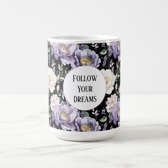 Schöne lila weiße Blumen Träume Kaffeetasse (Mittel)