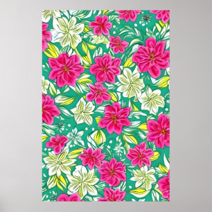 Schöne lila-weiße Lilie-Blume Poster