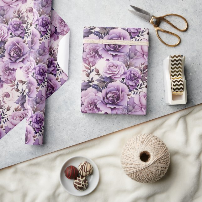 Schöne Lila Wildblumen Geschenkpapier (Kunsthandwerk)