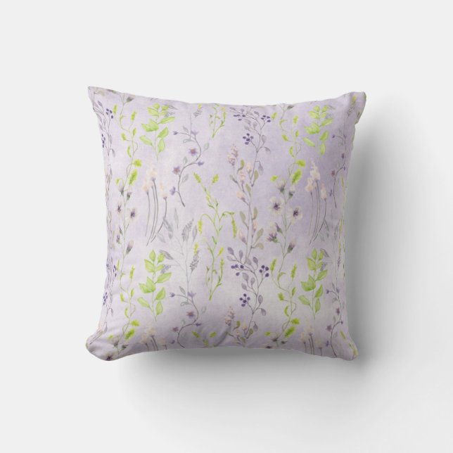 Schöne Lila Wildblumen Kissen (Vorderseite)