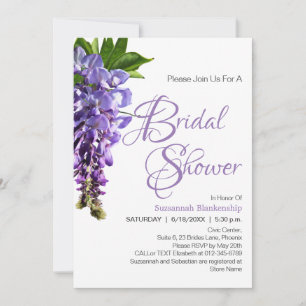 Schöne lila Wisteria-Blumen Brause Shower Einladung