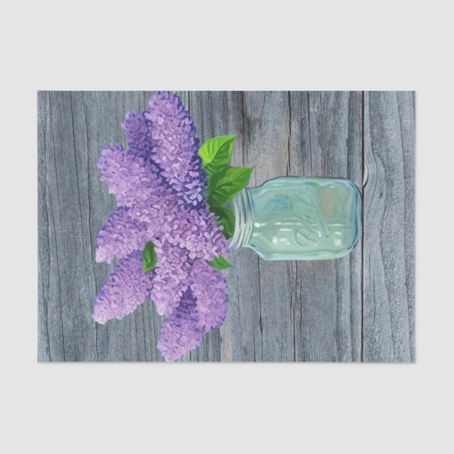 Schöne Lilacs im rustikalen Mason Jar Seidenpapier (Vorderseite)