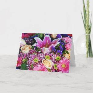 Schöne Lilie und Rose Blumenkarte Karte